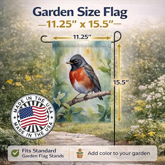 Caroline's Treasures Wisconsin American Robin Garden Flag Mailbox Flag Decorative Yard Flag Banner Outside Patio Artwork Yard Flower Beds, Garden Size, Multicolor