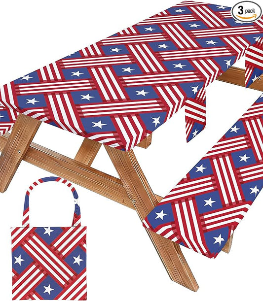 Picnic Table Cover with Bench Covers Tablecloth Fitted Table Cloth Camping Essentials Supplies Rv Travel Gear Must Haves Accessories Outdoor Road Trip Necessities Stuff Gadgets Camper Gadgets Items