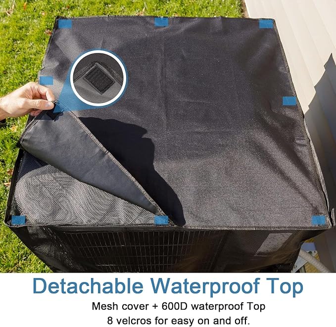 Air Conditioner Covers for Outside with 600D Detachable Breathable Waterproof Top, Winter AC Unit Covers Outdoor Against Cottonwood, Leaves, Snow (28"L x 28"W x 32"H)