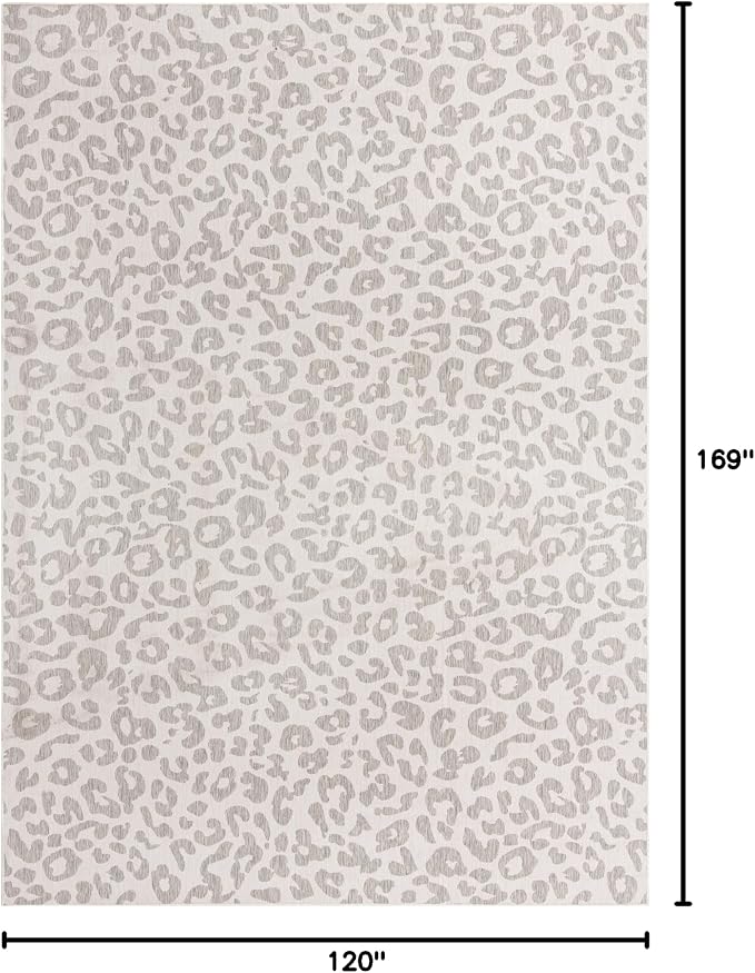 Unique Loom Outdoor Safari Collection Area Rug - Leopard (10' x 14' 1" Rectangle, Ivory Gray)
