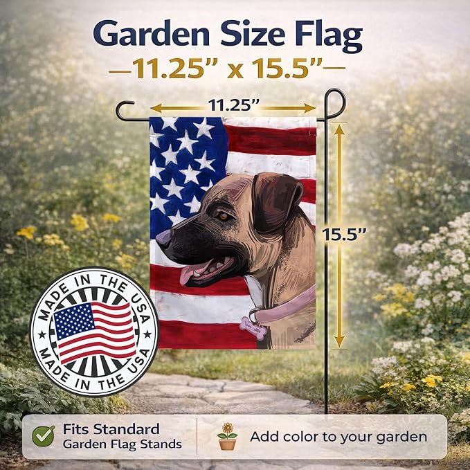 Caroline's Treasures CK6745GF Treeing Tennessee Brindle American Flag Garden Flag Mailbox Flag Decorative Yard Flag Banner Outside Patio Artwork Yard Flower Beds, Garden Size, Multicolor