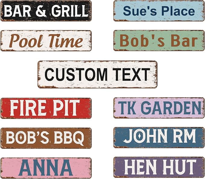 Custom Rustic Metal Signs Personalized,Vintage, Door, Porch Sign, Delivery. Outside Or Inside Use. Our Metal Are UV Printed .040 Solid Aluminum. Home Office Yard Man Cave 3x12 Rustic
