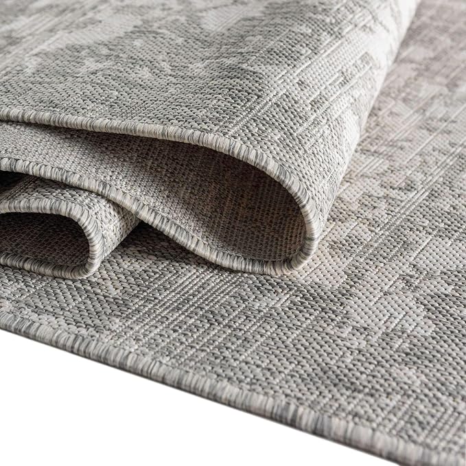 Unique Loom Jill Zarin Outdoor Collection Area Rug - Dubai (7' 10' Square, Gray/ Ivory)