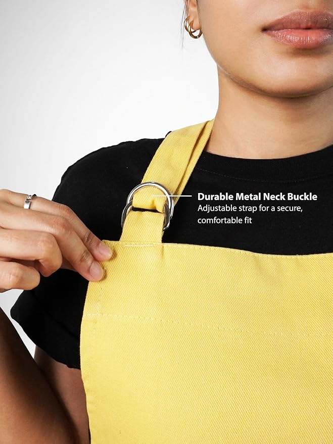 100% Cotton Kitchen Apron with 2 Pockets – Adjustable Chef Apron for Cooking Baking BBQ – Unisex Apron