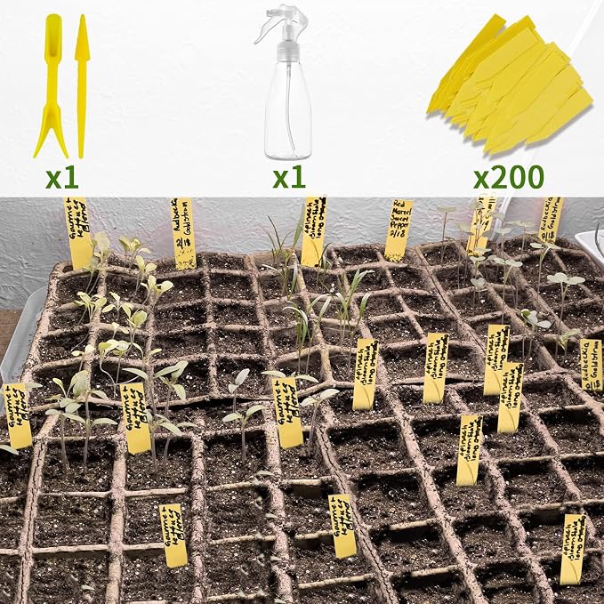 320 Cells Seed Starter Tray, 20 Pack Seed Starter Kit, Peat Pots for Seedlings with 200 Plant Labels, 2 Seed Planting Tool and 1 Spray Bottle
