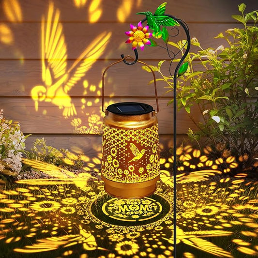 Mothers Day Gifts Solar Lanterns Outdoor Waterproof Hummingbird with Shepherd Hook,Hummingbird Garden Decor Birthday Gifts for Women Mom,Hanging Solar Lights Metal Bird Decorative for Yard,Patio,Porch