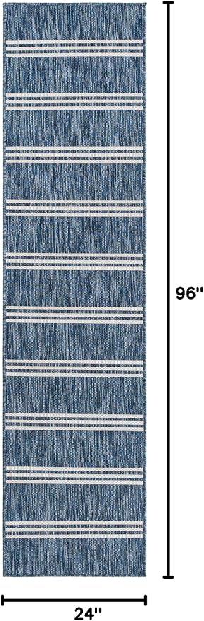 Unique Loom Outdoor Collection Area Rug - Anguilla (2' x 8' Runner, Blue/ Ivory)