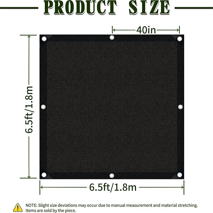40% Shade Cloth for Garden,6.5×6.5FT HDPE Sunblock Shade Mesh Tarp with Grommets, Sun Shade Netting for Plants Greenhouse Garden Patio Pergola Chicken Coop