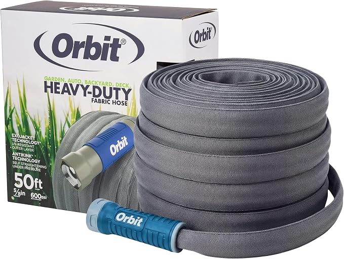 Orbit 33185 ExoJacket Heavy Duty Fabric Garden Hose, 50-Foot x 5/8-Inch