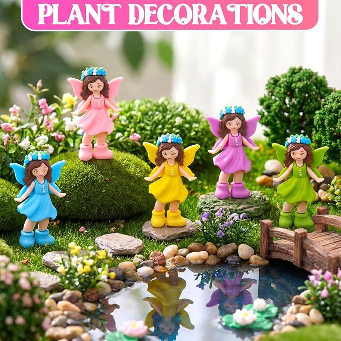 Chunful 50 Pcs Mini Fairy Figurines Miniatures Garden Fairies State Small Fairy Accessories Ornament for Outdoor Yard Garden Flower Pot Birthday Cake Toppers Car Gift to Hide and Seek