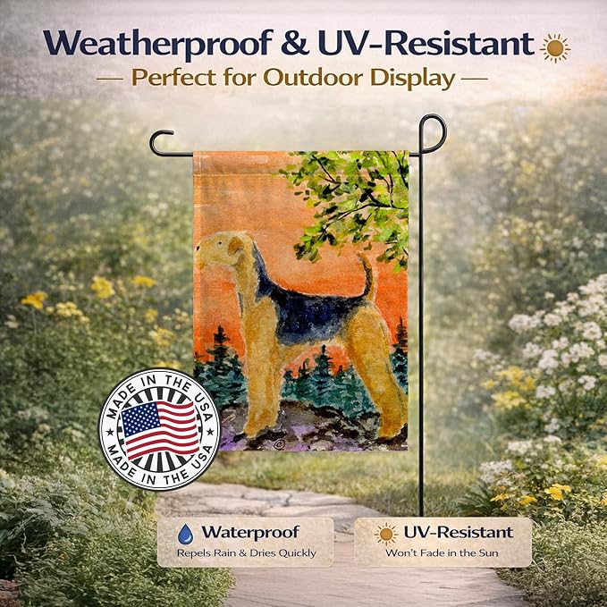 Caroline's Treasures SS8850GF Airedale Garden Flag Mailbox Flag Decorative Yard Flag Banner Outside Patio Artwork Yard Flower Beds, Garden Size, Multicolor