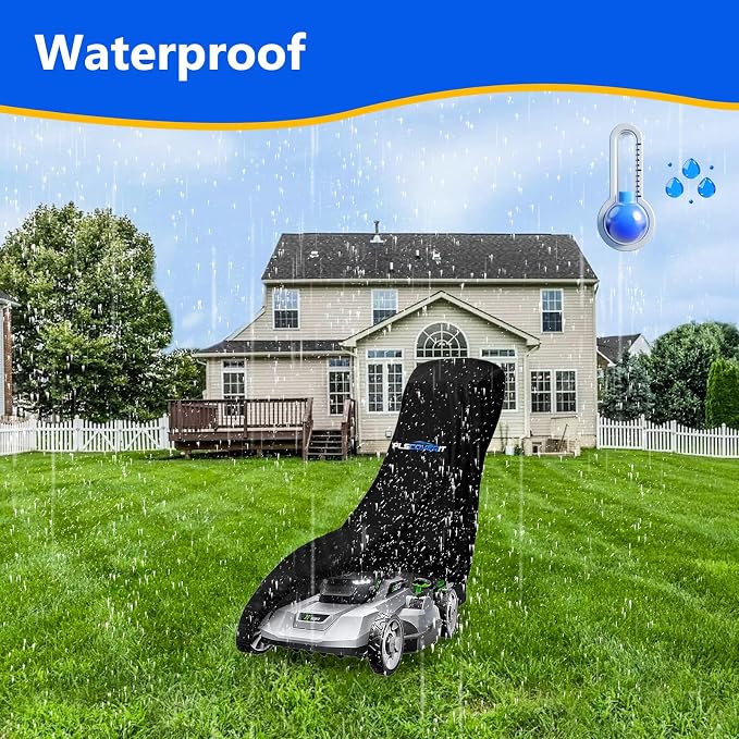 Push Lawn Mower Cover, Waterproof Tractor Cover, Heavy Duty 600D Oxford Fabric With Drawstring&Storage Bag UV Resistant Protector Covers Against Dust,Dirt,Wind for Lawn Mower 74×25×39”