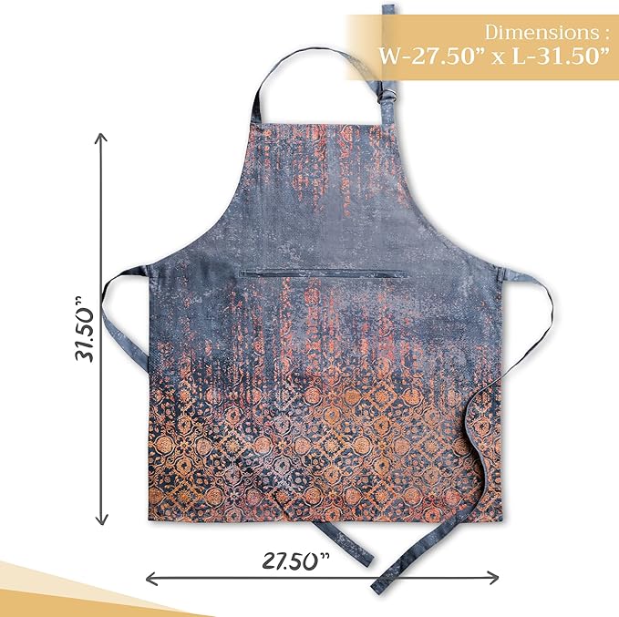 Maison d' Hermine Aprons for women with Pocket 100% Cotton (27.50"x31.50") | Adjustable Neck Strap & long ties Apron Men Chef Wedding Cooking Gardening Server Maid