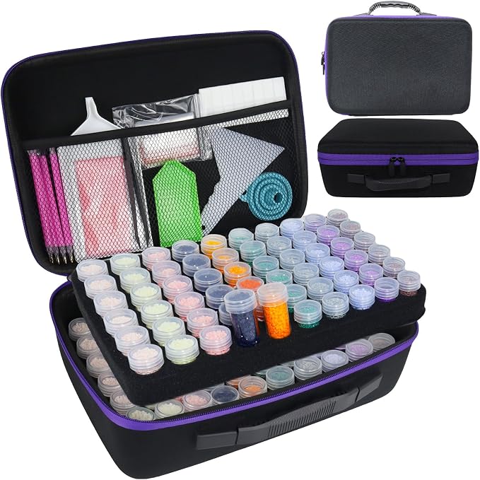 LEIYULY 120 Slots Diamond Art Storage Kit, Diamond Art Tools Accessories | Portable Bead Storage Container for Diamond Painting Accessories and Tools, Storage Container for Diamond Art Kits for Adults