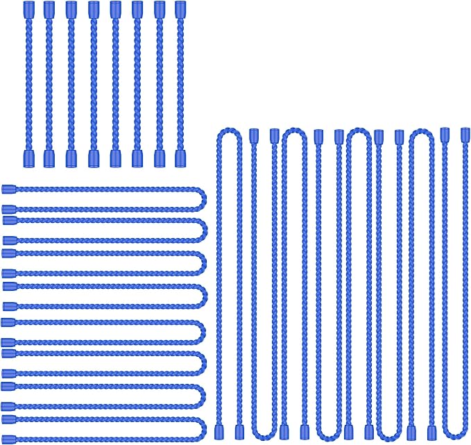 24PCS 4-Inch, 12-Inch, 18-Inch Silicone Cable Ties, Bendable Rubber Twist Ties, Reusable Twist Ties for Cords, gear ties for Organizing, Bundling (Blue)