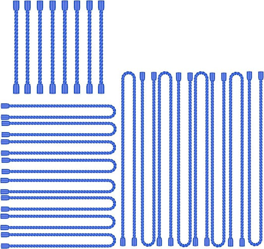 24PCS 4-Inch, 12-Inch, 18-Inch Silicone Cable Ties, Bendable Rubber Twist Ties, Reusable Twist Ties for Cords, gear ties for Organizing, Bundling (Blue)