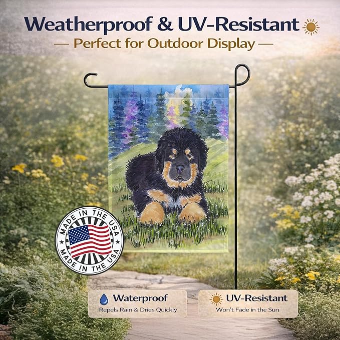 Caroline's Treasures SS1037GF Tibetan Mastiff Garden Flag Mailbox Flag Decorative Yard Flag Banner Outside Patio Artwork Yard Flower Beds, Garden Size, Multicolor