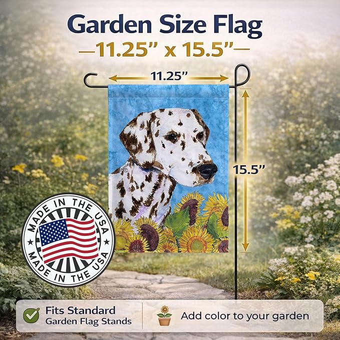 Caroline's Treasures SS4238GF Dalmatian in Summer Flowers Garden Flag Mailbox Flag Decorative Yard Flag Banner Outside Patio Artwork Yard Flower Beds, Garden Size, Multicolor