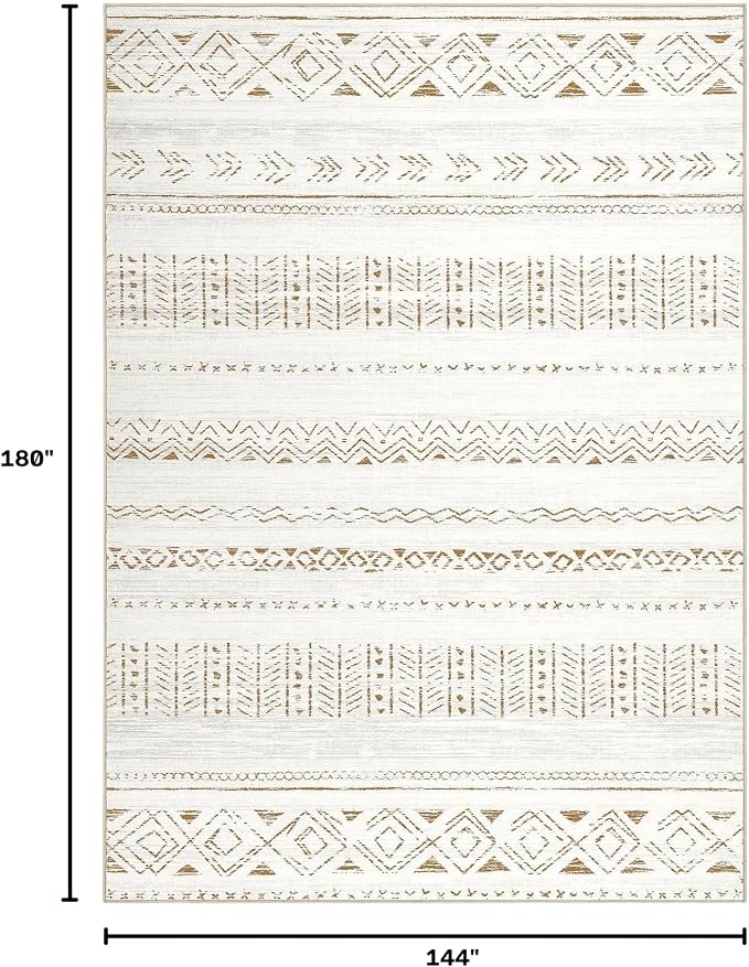 cotiled Boho 12x15 Area Rug for Living Room: Large Moroccan Washable Rug | Stain Resistan Carpet for Bedroom Farmhouse Brown Cream