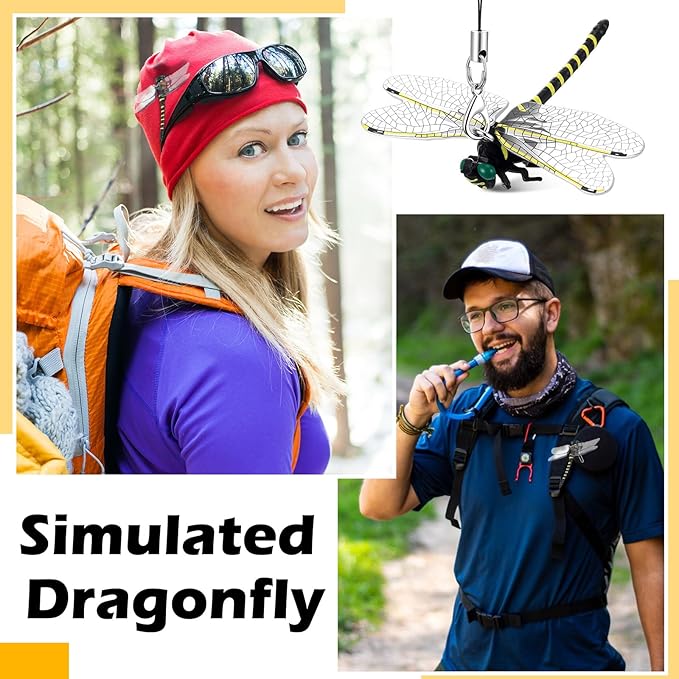 Qualirey 8pcs Dragonfly Hat Clip 2.2inch Realistic Dragonfly with Hook Attach to Backpack Hat Keychain for Indoor Yard Garden Plant Decor