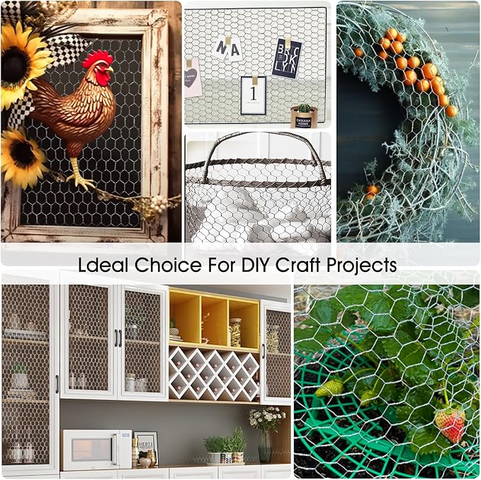 Chicken Wire Fencing, 24 Rifny 16.5 Inch x 40 Feet Chicken Wire Mesh Roll for Garden Plants, 1 Inch Mesh Hexagonal Galvanized Metal Poultry Wire Netting for Chicken Coop Rabbit Dogs Barrier