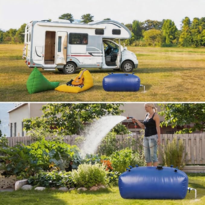 Water Storage Bladder Portable Heavy-Duty - 100+ Gallon/400L with Stainless Steel Fittings, Leak-Proof & Durable – Portable Tank for Emergency, Farming, Irrigation Use（Glossy Surface）