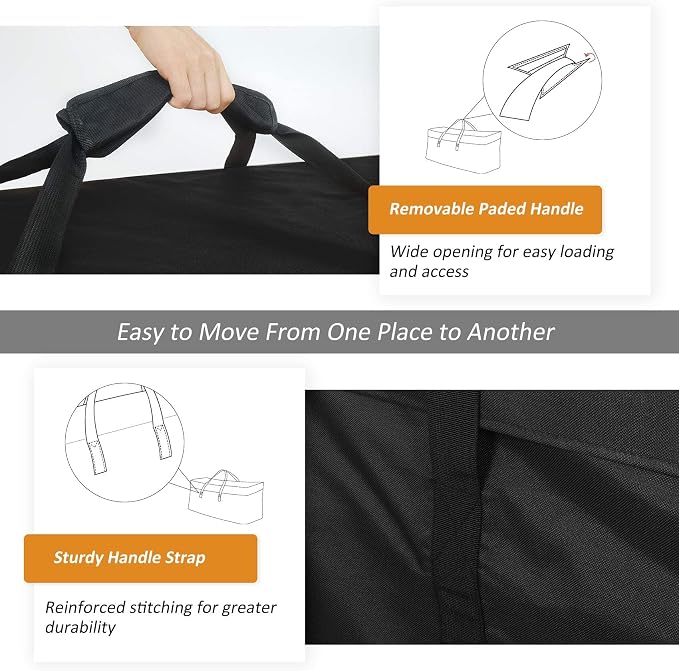 NettyPro Patio Cushion Storage Bags 2 Pack Water-Resistant Extra Large Bag for Outdoor Cushions Heavy Duty Patio Furniture Storage Bag 65 Inch, Black