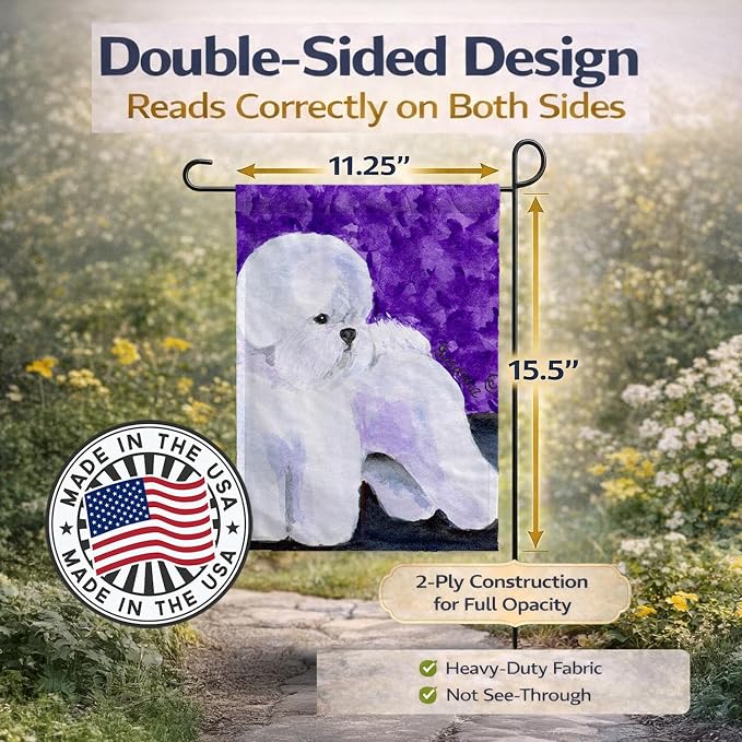 Caroline's Treasures SS8692GF Bichon Frise Garden Flag Mailbox Flag Decorative Yard Flag Banner Outside Patio Artwork Yard Flower Beds, Garden Size, Multicolor