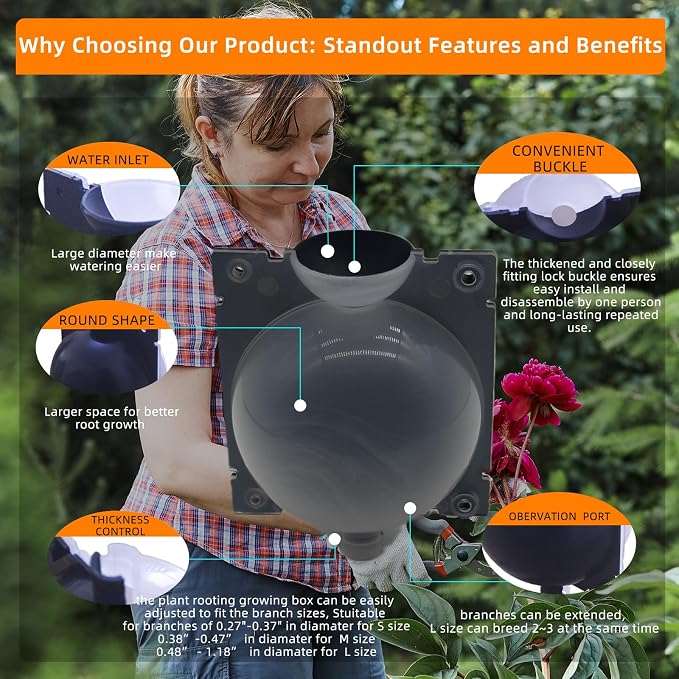 10 PCS Air Layering Propagation Kit -Thicker Version with Reusable Half Transparent Plant Rooting Propagation Ball & Plastic Twist Ties - Plant Grafting Rooting Grow Ball(Size: Medium)