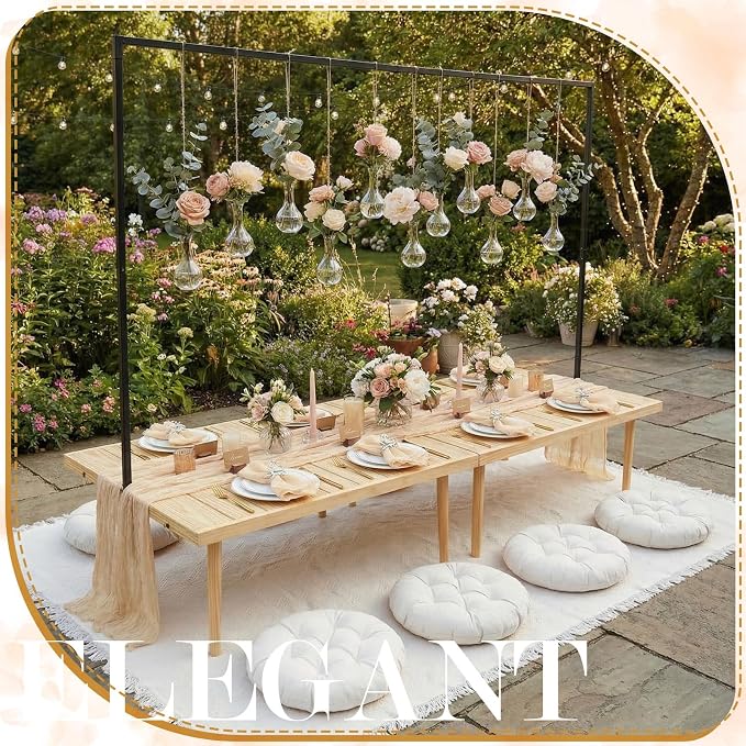Beeveer Extra Large Outdoor Picnic Blanket with Table Runner Napkins and Floor Pillows Cushions for Picnic Party Camping Wedding Bachelorette Birthday Baby Shower Decor(71x118'',Beige,8 Set)