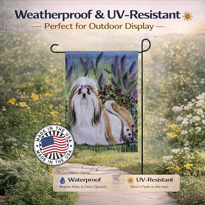 Caroline's Treasures SS8034GF Shih Tzu Garden Flag Mailbox Flag Decorative Yard Flag Banner Outside Patio Artwork Yard Flower Beds, Garden Size, Multicolor