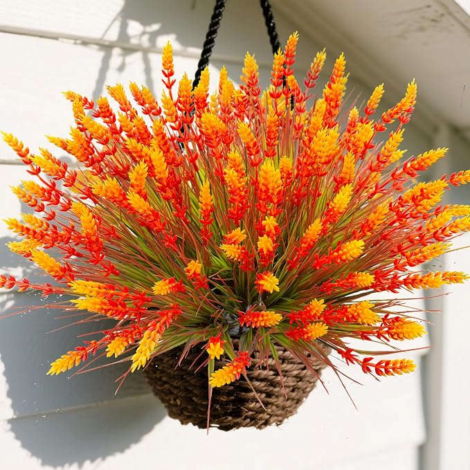 TSTWETO Artificial Plants Outdoor, 20 Pcs Fake Mums Flowers UV Resistant Outdoor Plants, Artificial Fall Flowers Plastic Faux Plants Shrubs for Home Porch Garden Yard Window Box