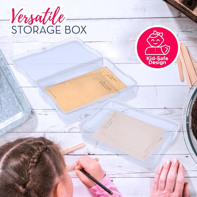 4E's Novelty 16 Pack Clear Transparent Photo Storage Box with 4x6 Photo Cases and Photo Organizing Box Plastic for Scrapbooking Containers, Classroom Organization