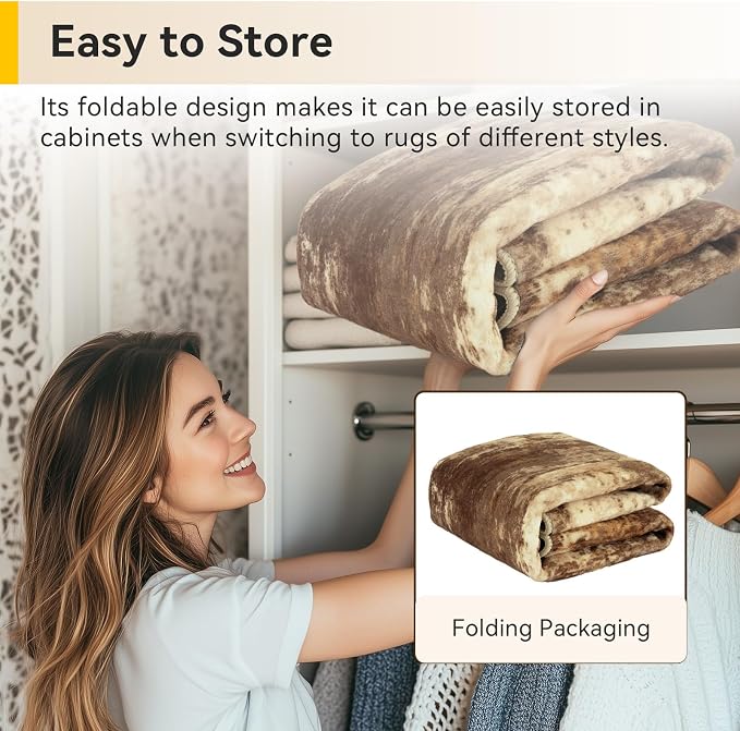 RELEANY Washable 8'x10' Abstract Area Rug for Living Room Brown Tan | Carpet for Bedroom, Kitchen, Office, Hallway and Entryway, Printed Pattern, Non‑Slip, Soft, Stain‑Resistant, Easy to Clean