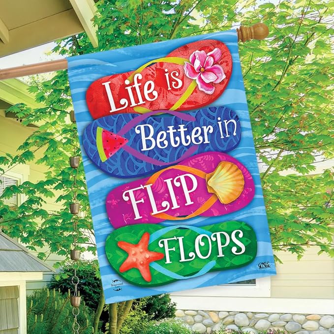 Better In Flip Flops Summer Double-Sided House Flag 28" x 40" Briarwood Lane