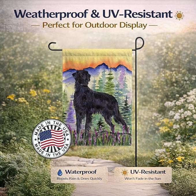 Caroline's Treasures SS8263GF Flat Coated Retriever Garden Flag Mailbox Flag Decorative Yard Flag Banner Outside Patio Artwork Yard Flower Beds, Garden Size, Multicolor