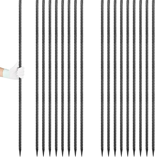 Besitu Rebar Stakes 36 inches 16-Pack Concrete Form Stakes Straight 3/8" Diameter Rebar Ground Metal Stakes for Landscaping, Securing Fence, Garden Plants Support, Survey Markers and Securing Trees