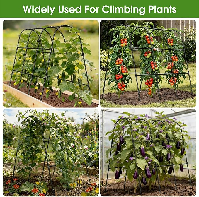 Cucumber Trellis for Raised Bed,U-Shape Garden Trellis for Climbing Plants Outdoor, Metal Arch Vegetables Trellis, Plant Support for Vine (Black, 47.2" Lx21.6 WX47.2 H-Medium)