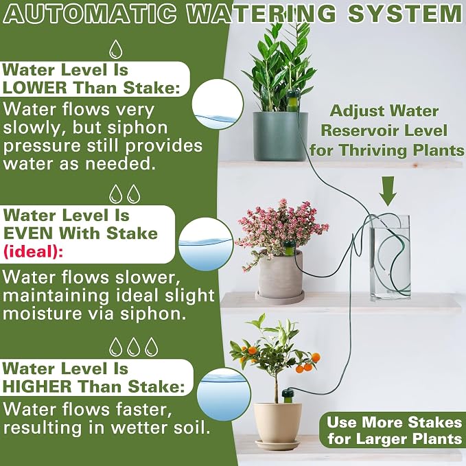 BYDOLL Plant Self-Watering Stakes Automatic Plant Dripper Watering Spikes for Indoor Outdoor Bonsai,Houseplant Insert Devices for Vacation use,Drip Irrigation System(10PCS)