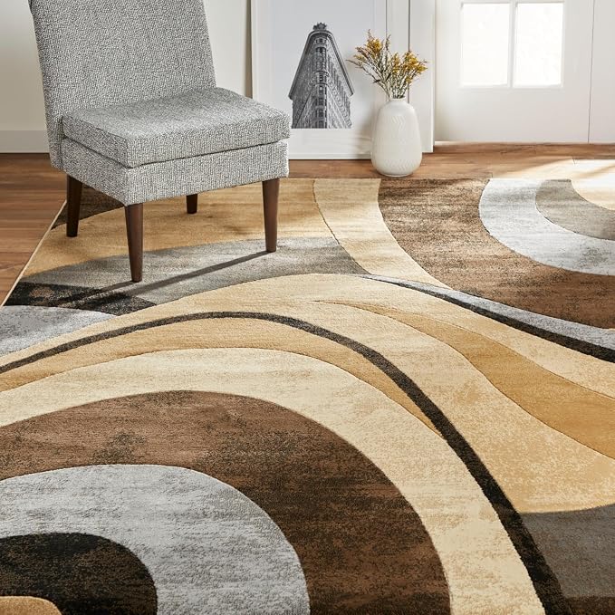 Home Dynamix Tribeca Slade Modern Area Rug ,Abstract Brown/Gray 5'2"x7'2" (TRIBECA 2N)
