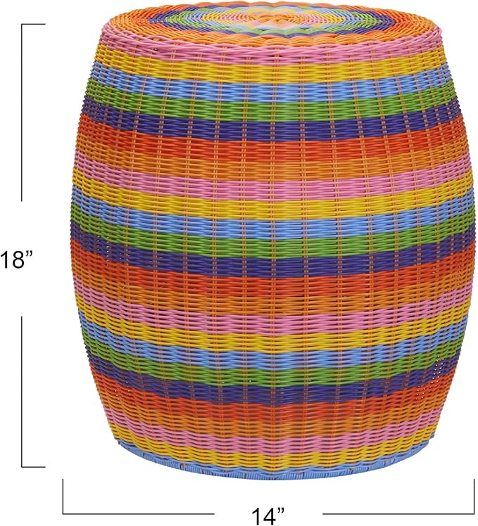 Household Essentials Handwoven Resin Barrel Side Table, Multicolor