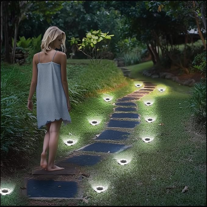 INCX Solar Ground Lights, 10 Pack Solars Light Outdoor Waterproof, Solar Garden Lights Landscape Lighting for Patio Pathway Lawn Yard Deck Driveway Walkway, Cold White