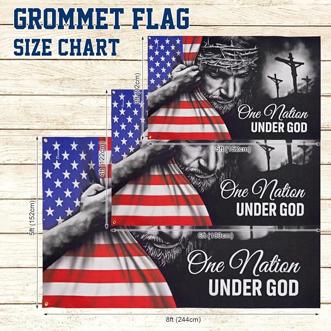 FLAGWIX 4x6 Patriot American Flags, One Nation Under God American Jesus Flag, Decorations For Home, Outside, Independence Day House Flag, Patriot Decorations - Outdoor Decor Flag with Grommets
