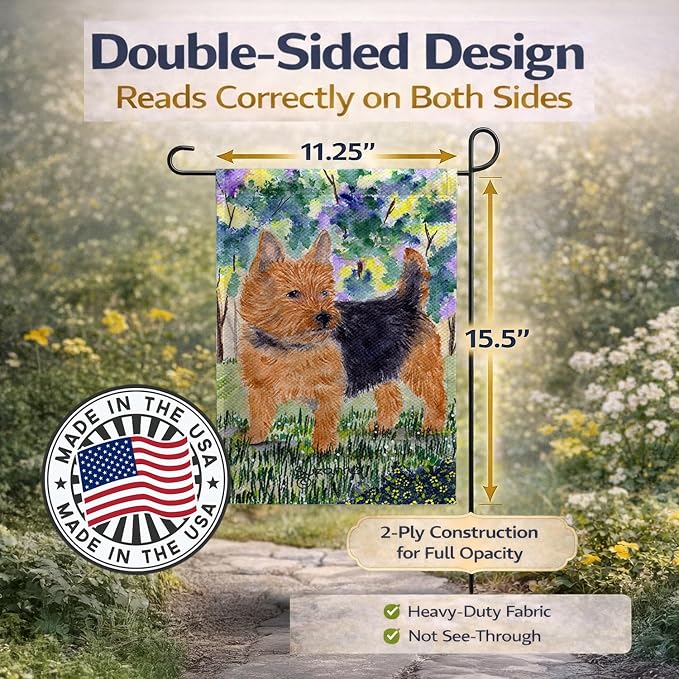 Caroline's Treasures SS8218GF Norwich Terrier Garden Flag Mailbox Flag Decorative Yard Flag Banner Outside Patio Artwork Yard Flower Beds, Garden Size, Multicolor