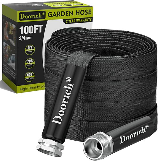 Garden Hose, Lightweight, Ultra Flexible, Durable, Kink-Free Water Hose - Made of TPU, Drinking Water Safe Material, Non-Shrinking, Easy to Store, All-Weather, Black (100 FT)