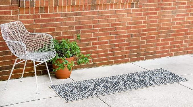 Unique Loom Outdoor Collection Area Rug - Cape Town (2' x 8' Runner, Blue/ Olive)