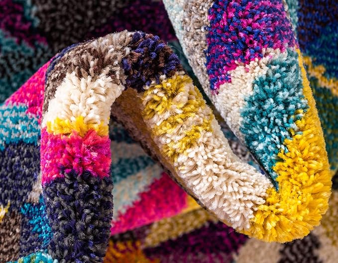 Unique Loom Estrella Collection Geometric, Triangles, Bright Colors, Abstract, Modern Area Rug (5' 0 x 8' 0 Rectangular, Multi/Beige)
