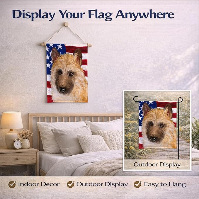 Caroline's Treasures CK6427GF Belgian Laekenois American Flag Garden Flag Mailbox Flag Decorative Yard Flag Banner Outside Patio Artwork Yard Flower Beds, Garden Size, Multicolor