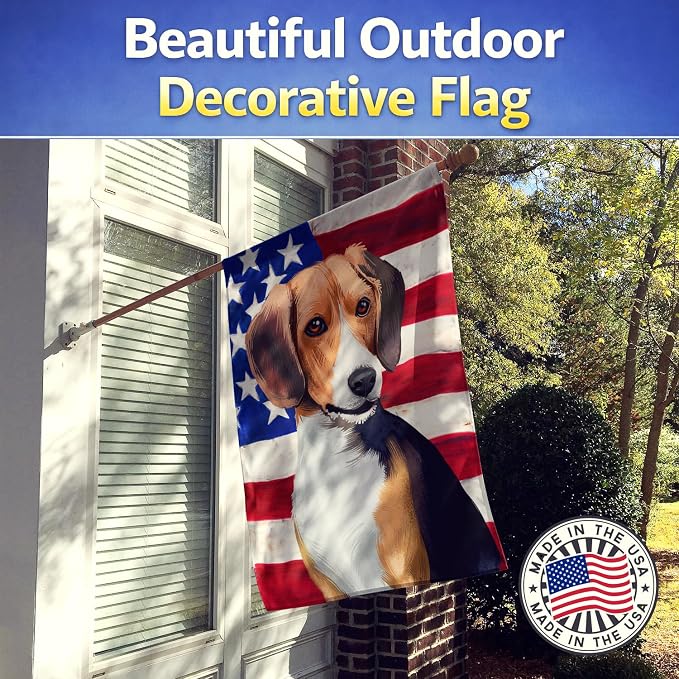 Caroline's Treasures CK6421CHF Beagle American Flag House Flag Large Porch Sleeve Pole Decorative Outside Yard Banner Artwork Wall Hanging, Polyester, House Size, Multicolor