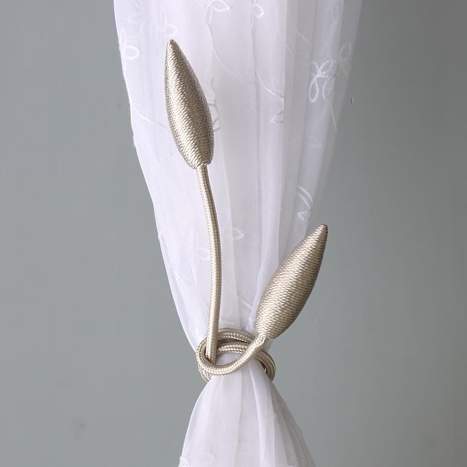 Valea Home 2 Pieces Curtain Tiebacks Clips Creative Window Drape Twist Tie Backs European Style Custom Made Curtain Holders Decorative Draperies Holdbacks, Beige